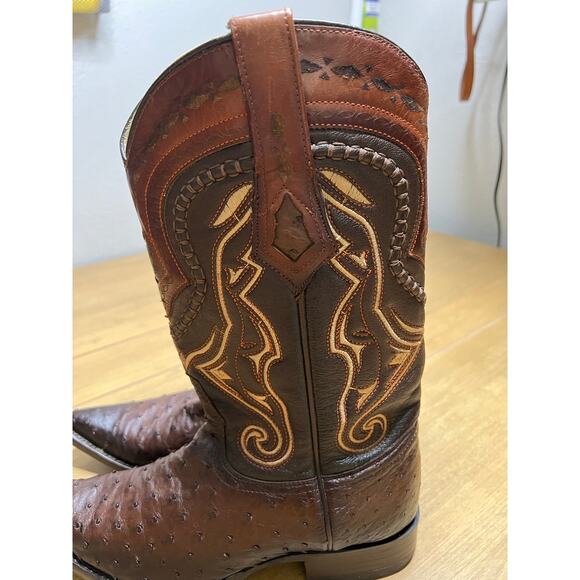 Los Altos Full Quill Ostrich Cowboy Boots Brown Western Leather Mens 7 EE Mexico main image 15